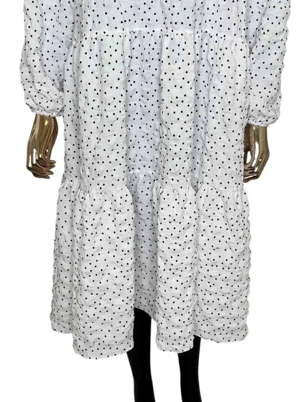 ASOS White Black Polka Dot Tiered Midi Dress Size US 8 UK 12